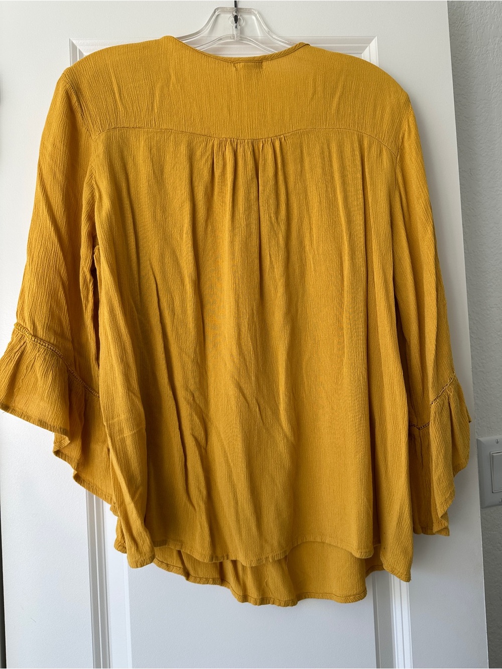 Westport Mustard Lace-Up Ruffle Sleeve Blouse - Picture 6 of 6